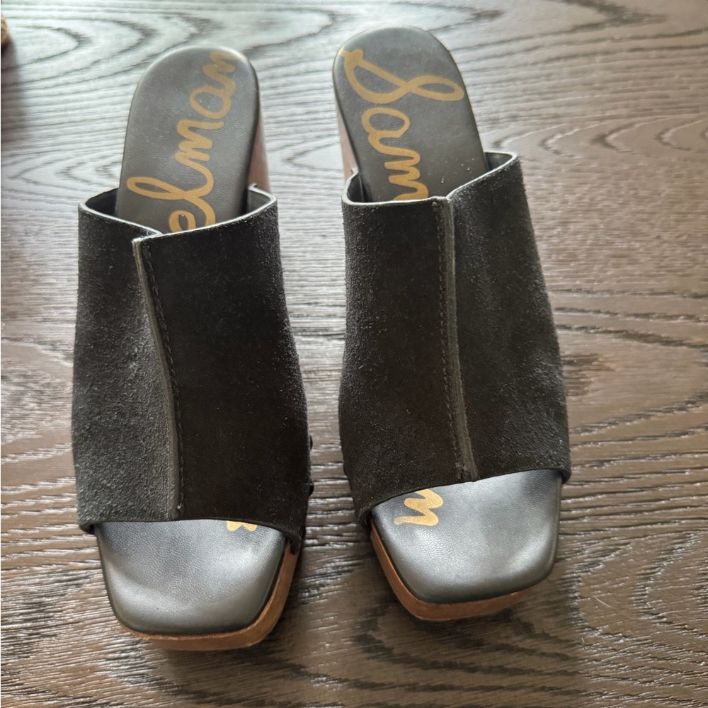 Sam Edelman Charcoal Suede Women's Mules